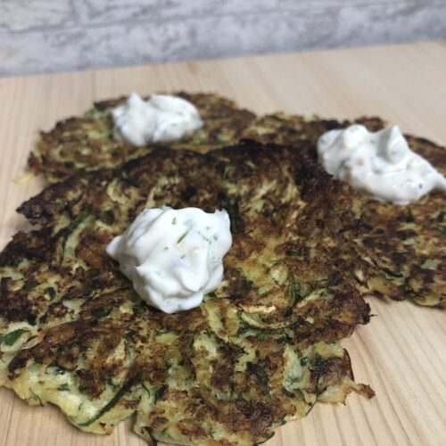 Zucchini Fritters with Creamy Dill Sauce – Get your griddle on