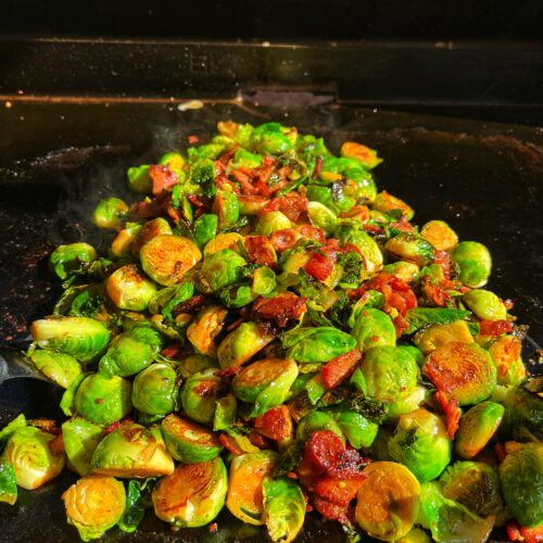 Brussels Sprouts with Bacon Garlic Aioli – Get your griddle on