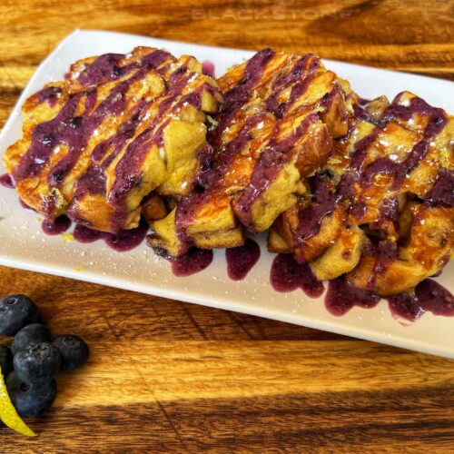 Lemon Blueberry Bread Pudding Cakes – Get your griddle on